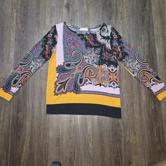Etro Italy Paisley Print Long Sleeve Top Multicolor Wool Blend Size 40 (US 6) - Picture 5 of 11